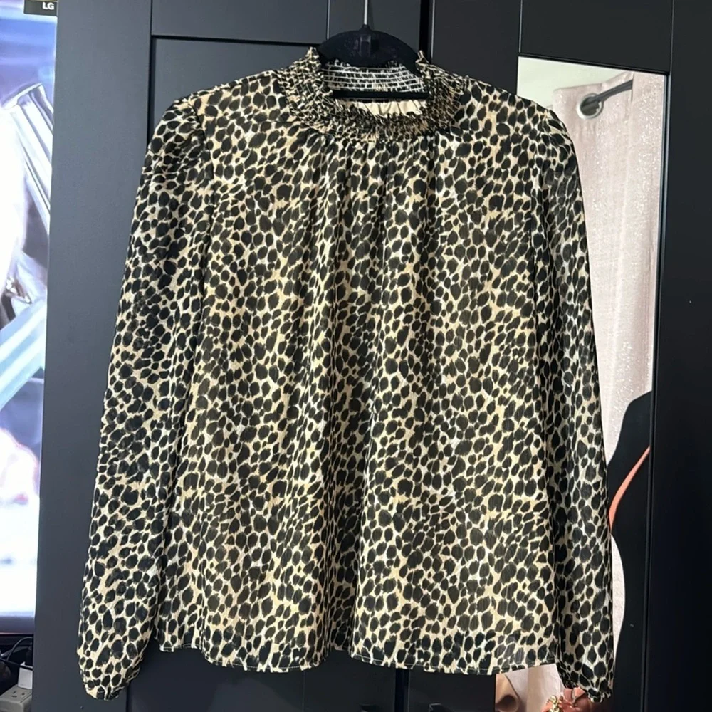 J.Crew Small Leopard long-sleeve mockneck top